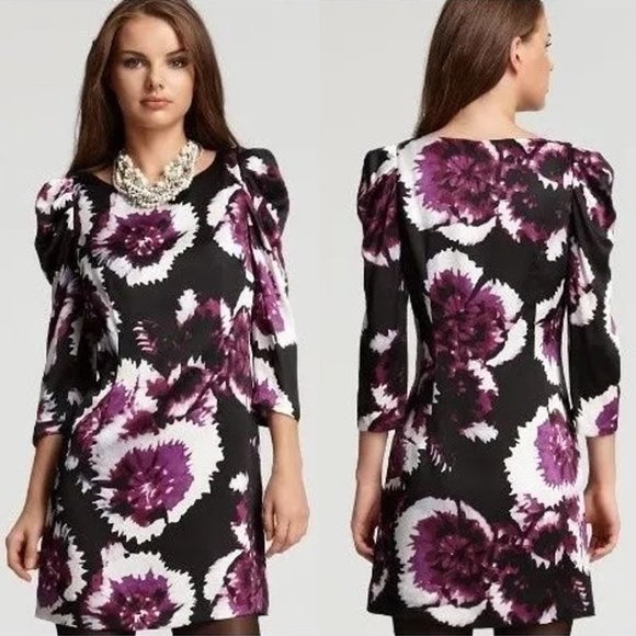 Anthropologie Leifsdottir Belvedere Silk Sheath Dress Purple Black Floral Sz 6 - Picture 3 of 10
